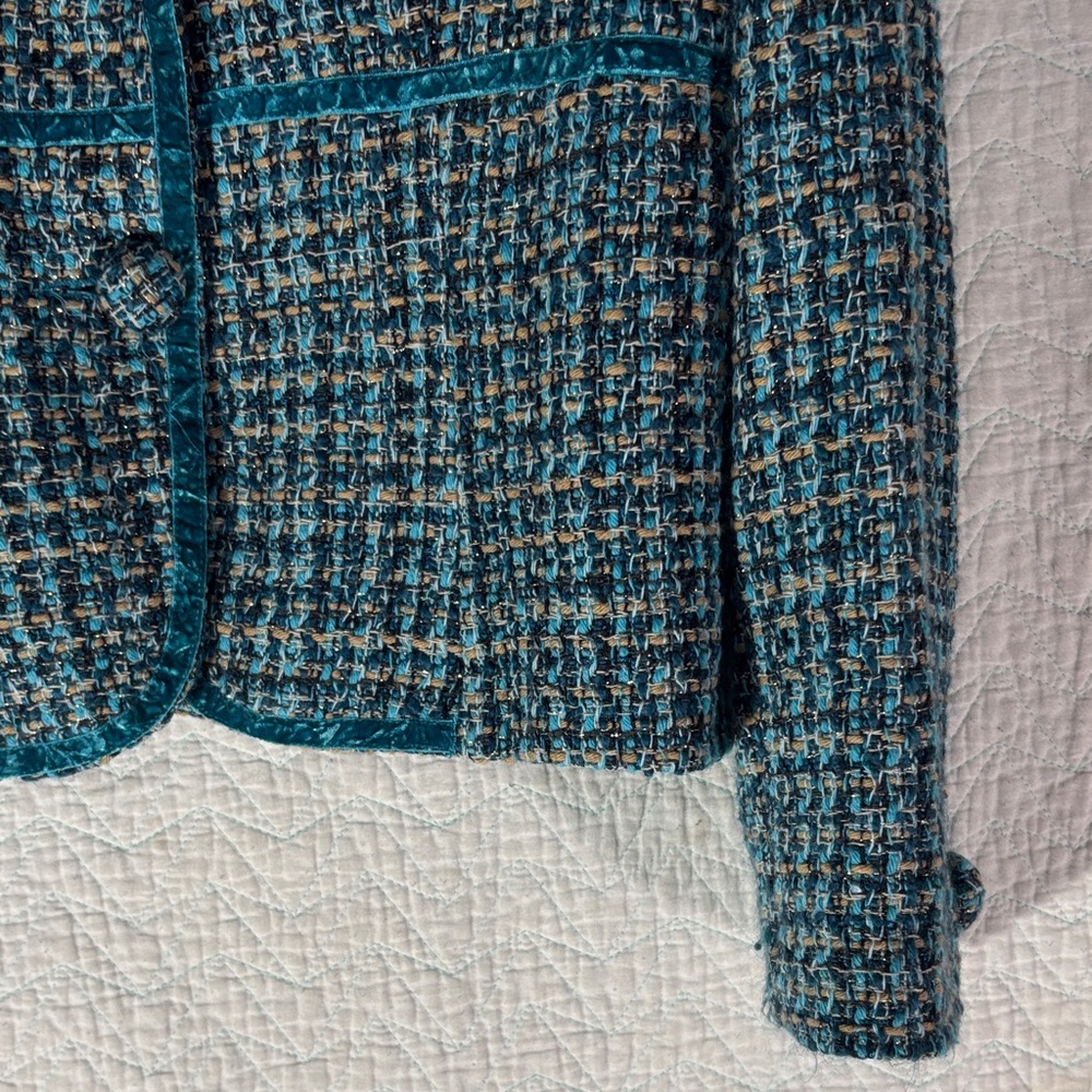 Liz Claiborne Women's Textured Blazer - Blue and Black - Picture 7 of 10